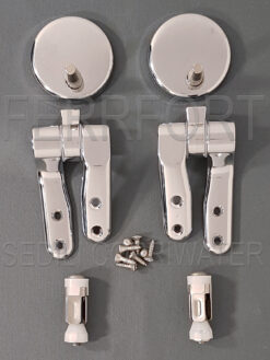 TOILET SEAT SOFT CLOSE HINGES IN CHROMED ALZAR WITH EXPANDING SCREWS